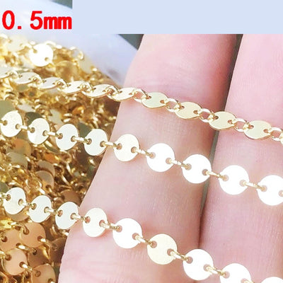 14K Gold Filled Chain, 4mm, Disc Sequin Chain, Round/Faceted Round, 1 Meter