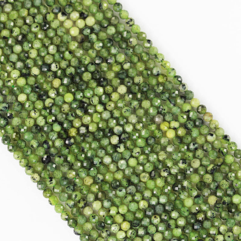 Canadian jade, natural gemstone, 3mm faceted gemstone beads , 15.5 ", 0.5mm hole, about 120 beads