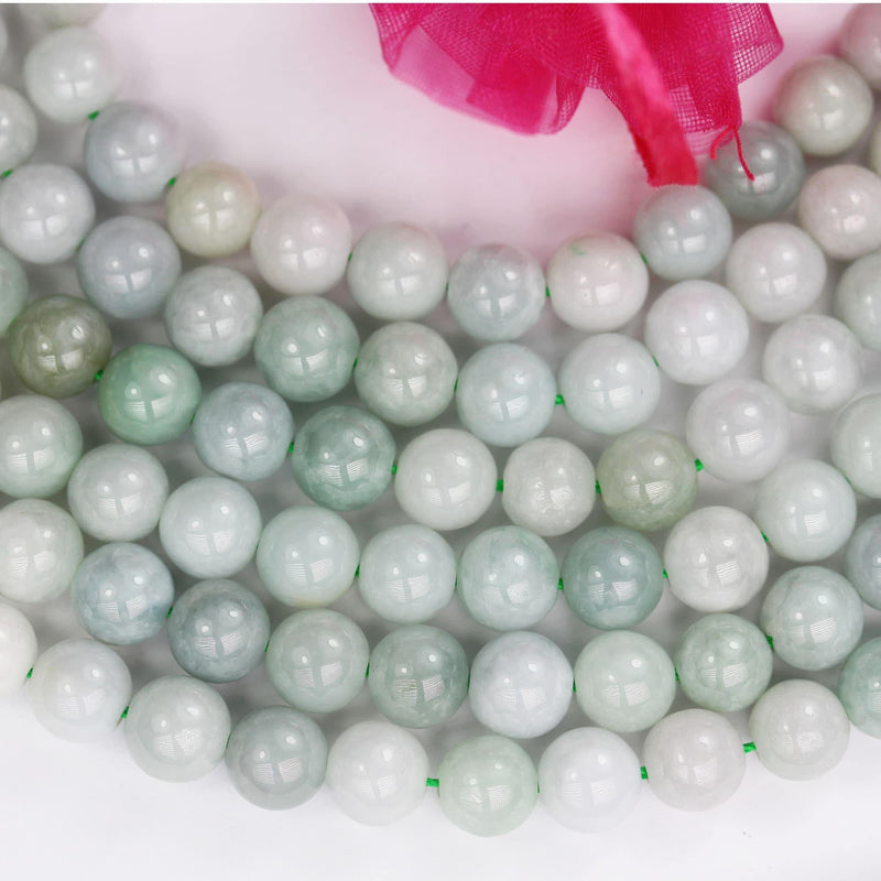 Natural burmese burma jade , 10mm round gemstone, one full strand green beads strand,1mm hole, 16"
