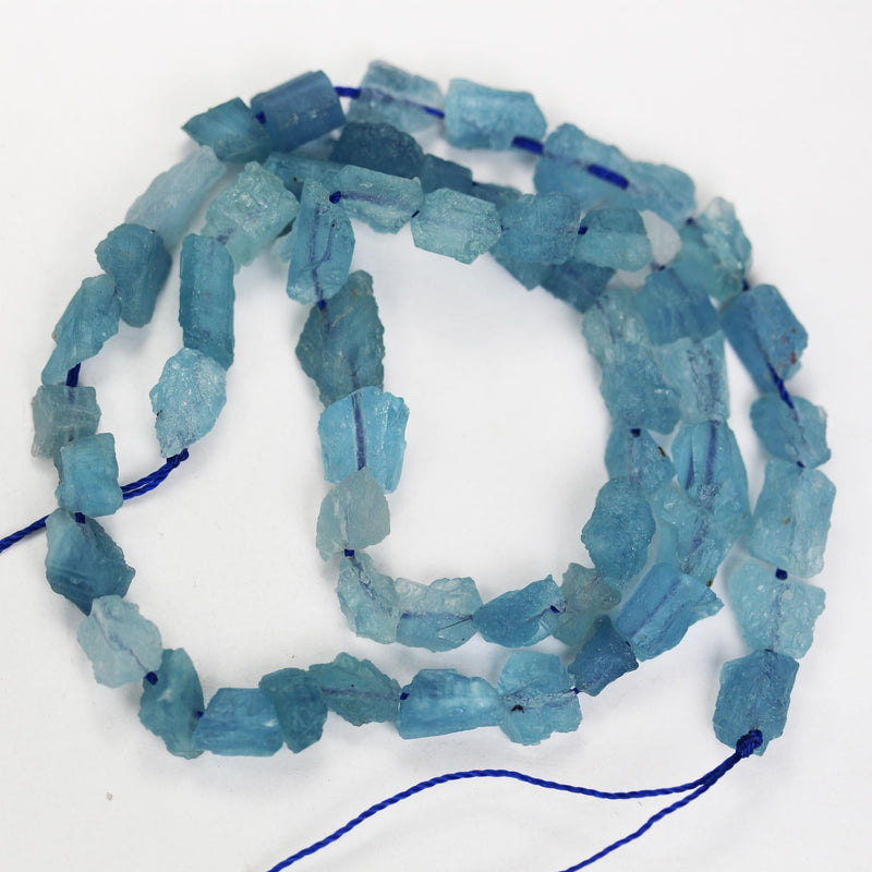 Raw natural aquamarine, 7-8mm aquamarine gemstone chips , 15.5", about 60 beads, 1mm hole