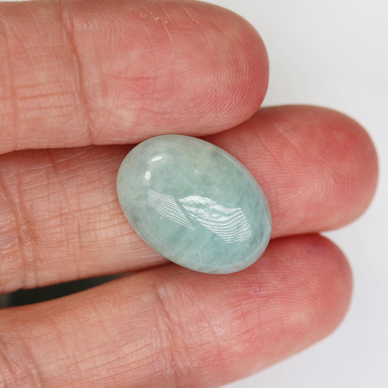 1pc natural aquamarine cabochon gemstone beads, blue 13*18mm oval cabs, 6mm thick