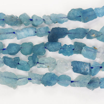 Raw natural aquamarine, 7-8mm aquamarine gemstone chips , 15.5", about 60 beads, 1mm hole