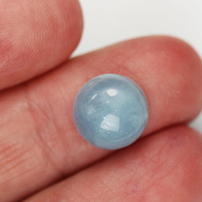 2pcs natural aquamarine cabochon gemstone beads, blue 10mm round cabs, 5mm thick