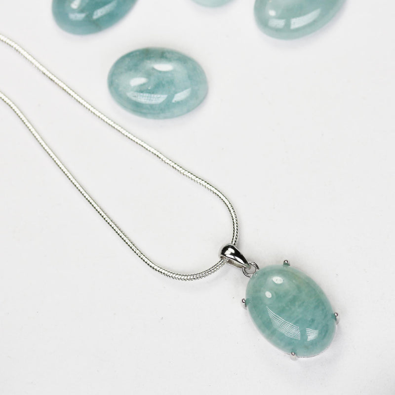 1pc natural aquamarine cabochon gemstone beads, blue 13*18mm oval cabs, 6mm thick