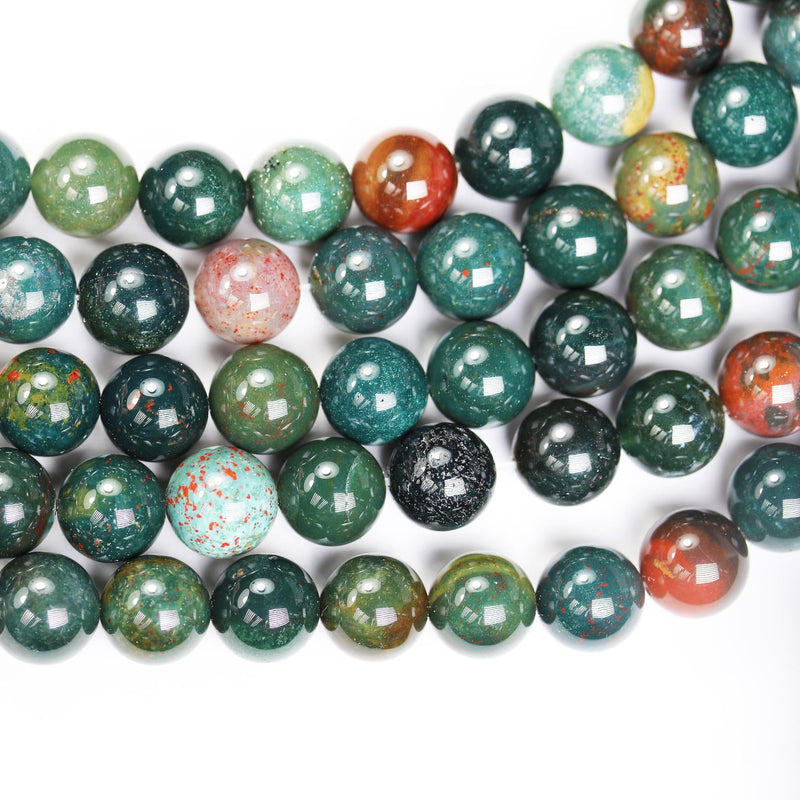 Bloodstone , 10mm round gemstone, one full 16" strand, 1mm hole, about 40 beads