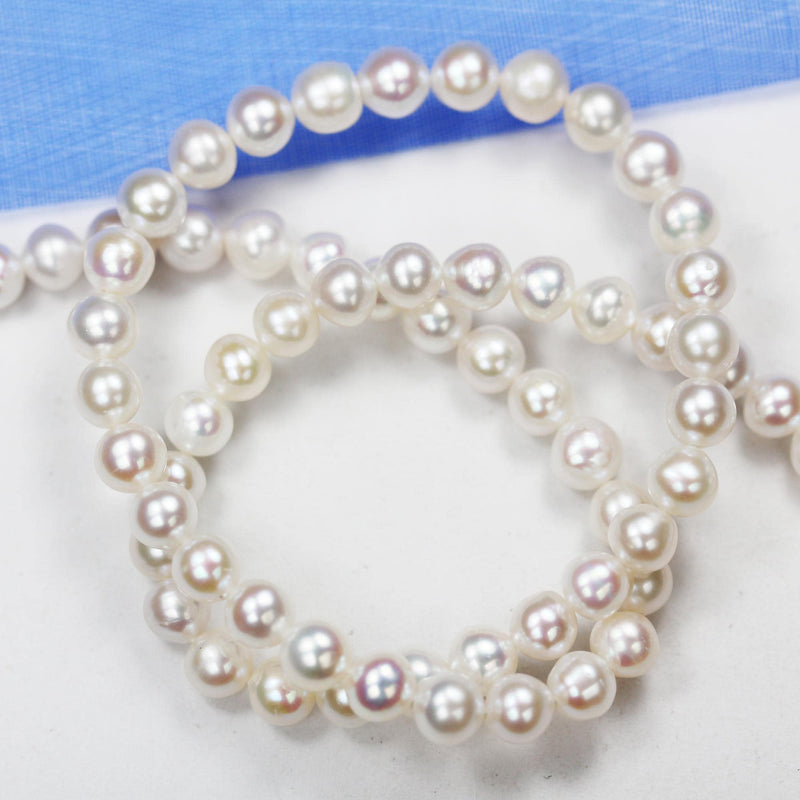 5-6mm White Round Freshwater Pearl Strands,16 inch, about 70 beads,0.6mm hole