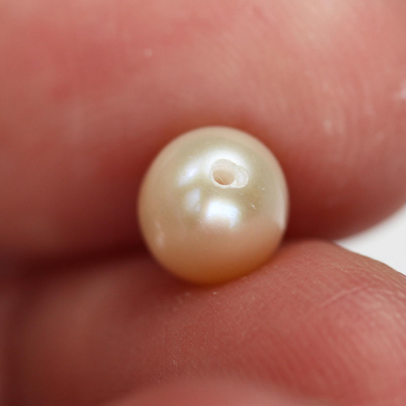 10pcs Freshwater Pearl, 6*8mm Half Drilled White Rice Pearl , for Making Earring /Pendant, hole 0.6mm