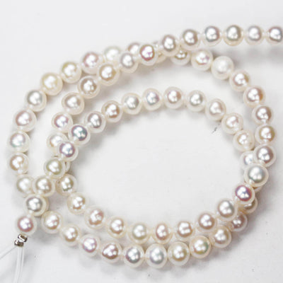 5-6mm White Round Freshwater Pearl Strands,16 inch, about 70 beads,0.6mm hole