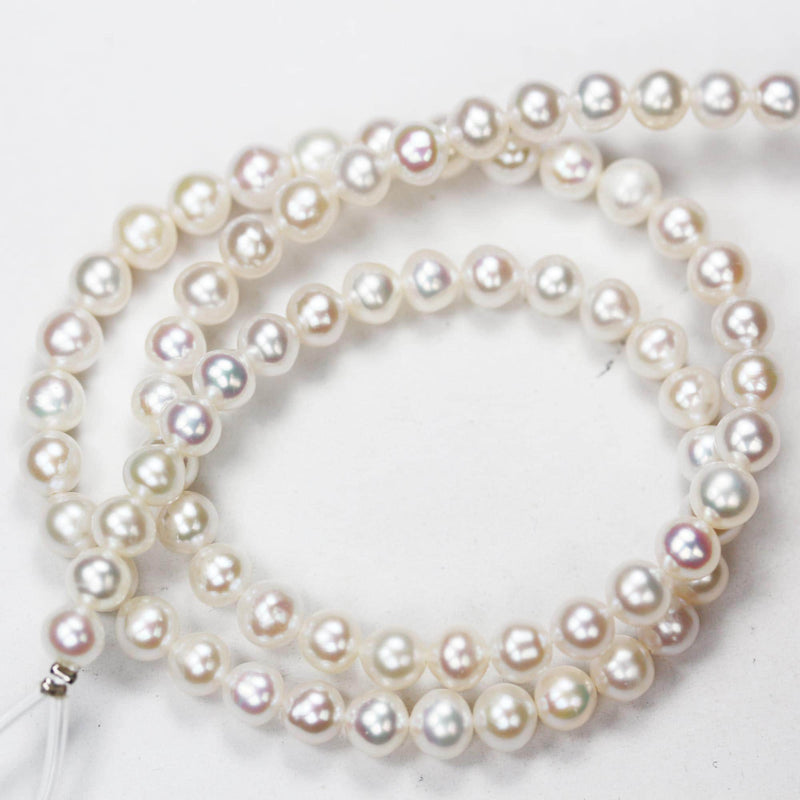 5-6mm White Round Freshwater Pearl Strands,16 inch, about 70 beads,0.6mm hole