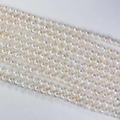 5-6mm white potato freshwater pearl strands,16 inch, about 70 beads,0.6mm hole