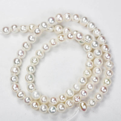5-6mm white potato freshwater pearl strands,16 inch, about 70 beads,0.6mm hole