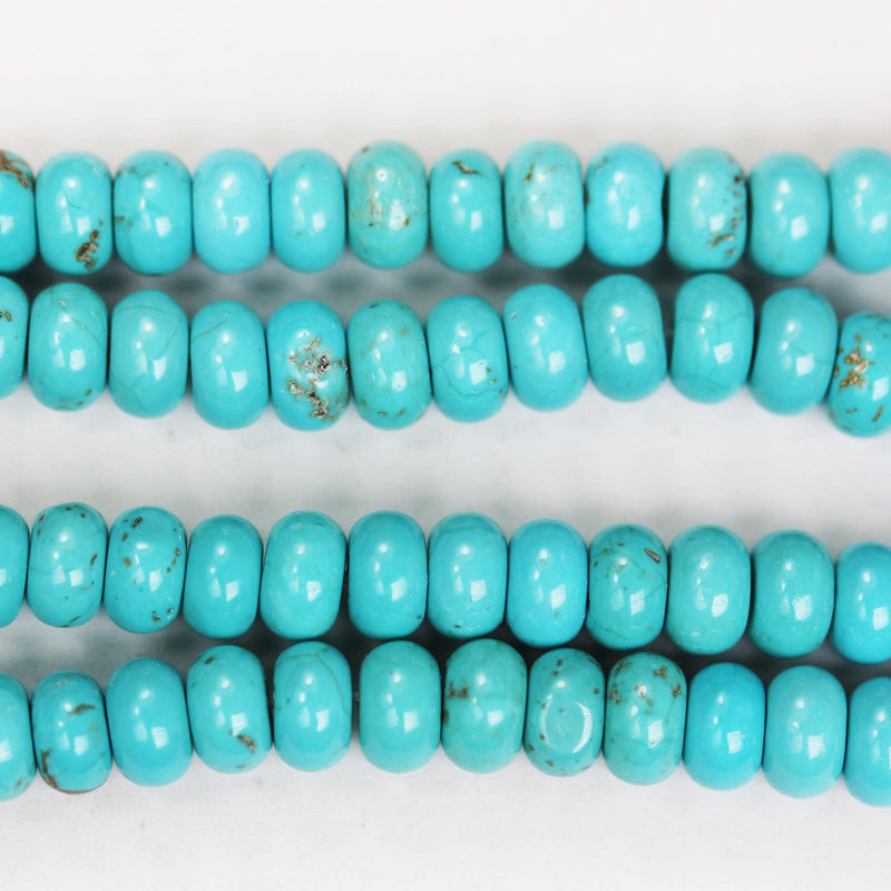 Turquoise, 6mm rondelle donut beads, 15.5 inch, gemstone strand, blue & brown color, 3mm thick, about 100 pcs
