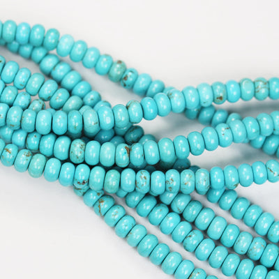 Turquoise, 6mm rondelle donut beads, 15.5 inch, gemstone strand, blue & brown color, 3mm thick, about 100 pcs