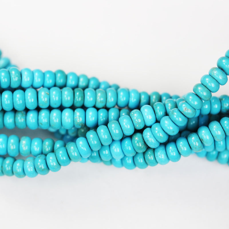 Turquoise, 4mm rondelle donut, 15.5 inch, gemstone strand, blue & brown color, 2mm thick, about 160 pcs