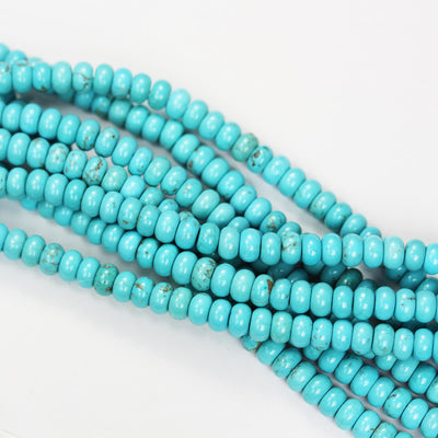 Turquoise, 4mm rondelle donut, 15.5 inch, gemstone strand, blue & brown color, 2mm thick, about 160 pcs
