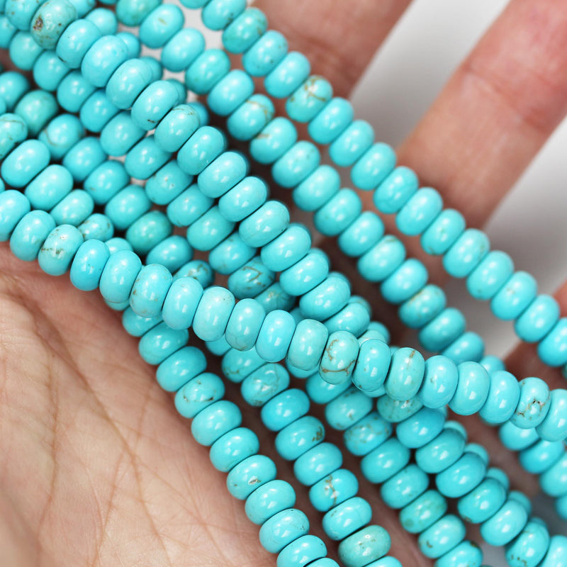 Turquoise, 4mm rondelle donut, 15.5 inch, gemstone strand, blue & brown color, 2mm thick, about 160 pcs