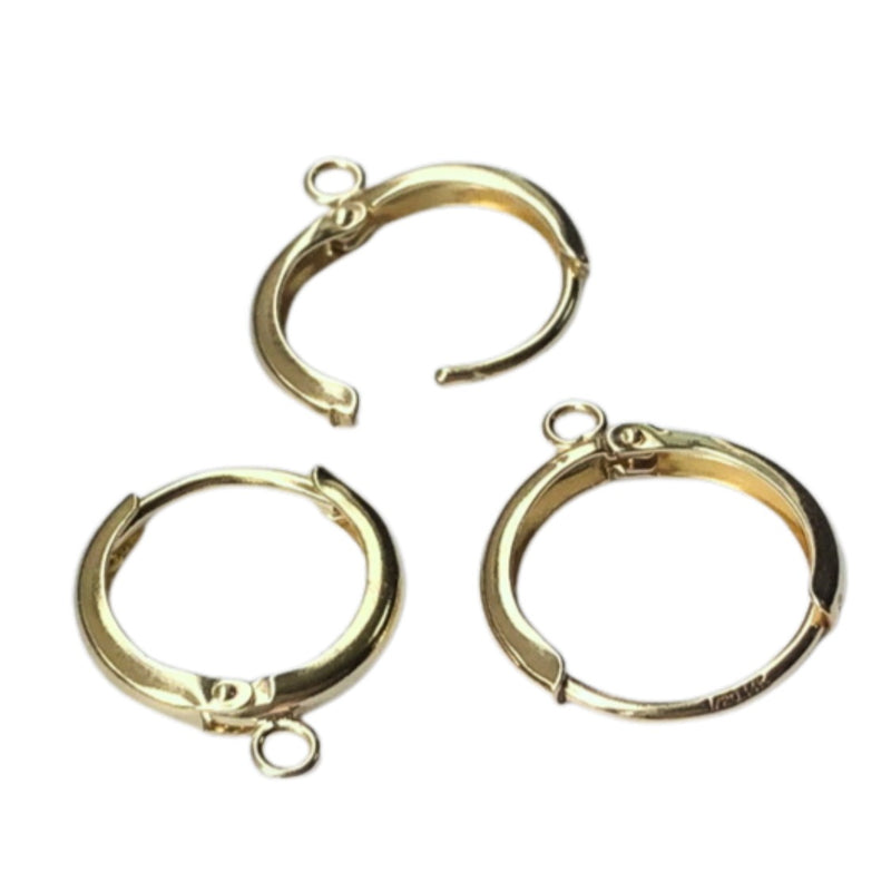 Earring Hoops 1 pair 14K Gold Filled  Earring 10/11/12mm Earring Hooks-loop,1.8mm thick, with Ring or withour RIng