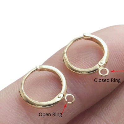 Earring Hoops 1 pair 14K Gold Filled  Earring 10/11/12mm Earring Hooks-loop,1.8mm thick, with Ring or withour RIng