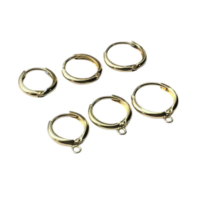 Earring Hoops 1 pair 14K Gold Filled  Earring 10/11/12mm Earring Hooks-loop,1.8mm thick, with Ring or withour RIng