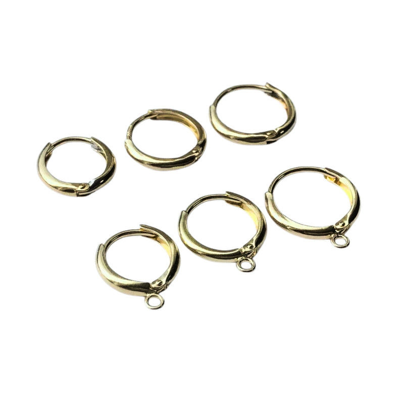 Earring Hoops 1 pair 14K Gold Filled  Earring 10/11/12mm Earring Hooks-loop,1.8mm thick, with Ring or withour RIng