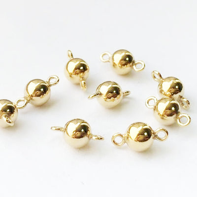 14K Gold Filled 2pcs Jewellery Making Findings Connector Beads, 3-6mm Ball with 1.5mm Singe/Double Ring ,0.9mm hole