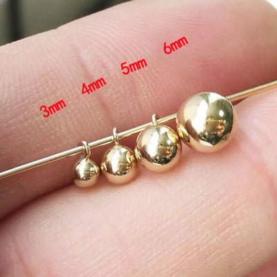 14K Gold Filled 2pcs Jewellery Making Findings Connector Beads, 3-6mm Ball with 1.5mm Singe/Double Ring ,0.9mm hole