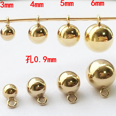 14K Gold Filled 2pcs Jewellery Making Findings Connector Beads, 3-6mm Ball with 1.5mm Singe/Double Ring ,0.9mm hole