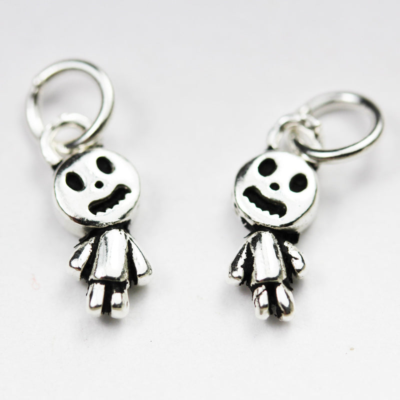 Charms 2pcs 925 Antique Sterling Silver Jewellery findings Charm Beads ,Jack Skellington charm,Halloween Charm 12*6mm