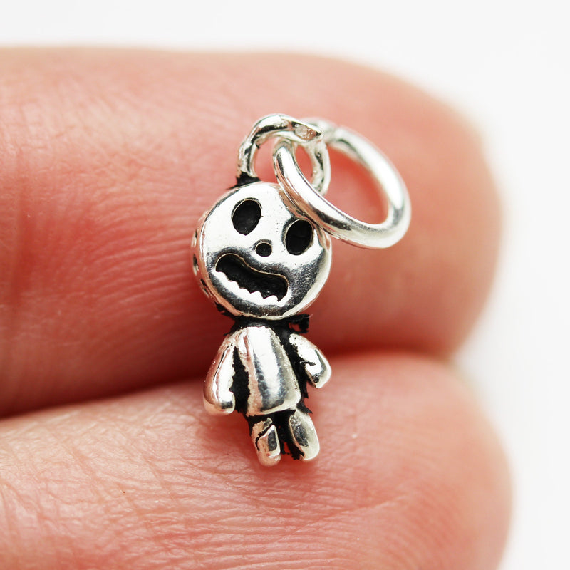 Charms 2pcs 925 Antique Sterling Silver Jewellery findings Charm Beads ,Jack Skellington charm,Halloween Charm 12*6mm