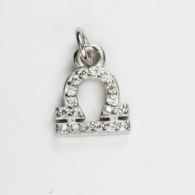 Silver Charm 1pc Astrology Zodiac Charm, 925 Sterling Silver with Cubic Zirconia Jewellery findings Charm Beads ,8mm charm