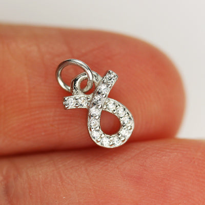 Silver Charm 1pc Astrology Zodiac Charm, 925 Sterling Silver with Cubic Zirconia Jewellery findings Charm Beads ,8mm charm
