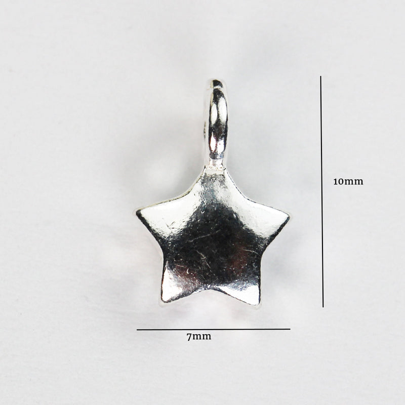 4pcs 925 Sterling Silver Jewellery findings Charm Beads , Star charm, 10*7mm, 4mm closed jump ring