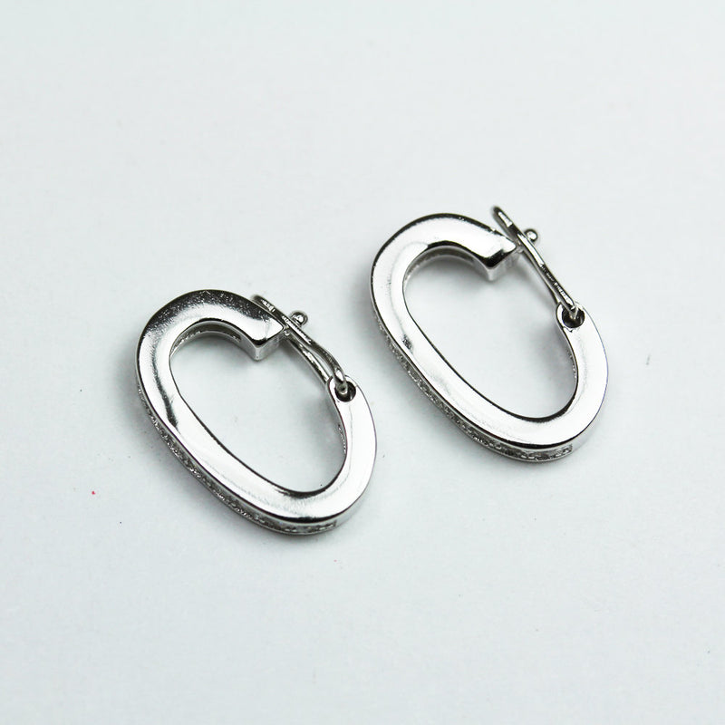 Necklace clasp 1PC 925 Sterling silver Jewellery findings Open Ring Clasp, with cubic zirconia ,15*9mm Oval