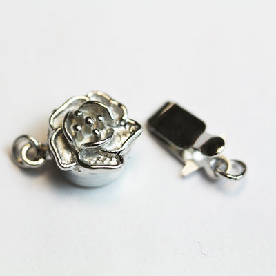 Necklace clasp 1pc 925 Sterling Silver Jewellery findings Flower Box Clasp,14*10mm