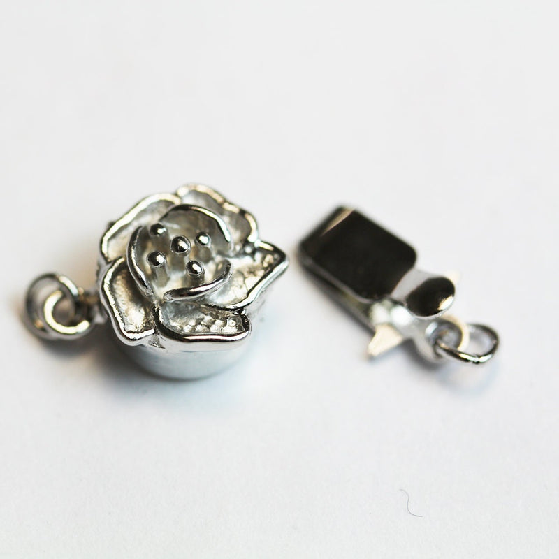 Necklace clasp 1pc 925 Sterling Silver Jewellery findings Flower Box Clasp,14*10mm