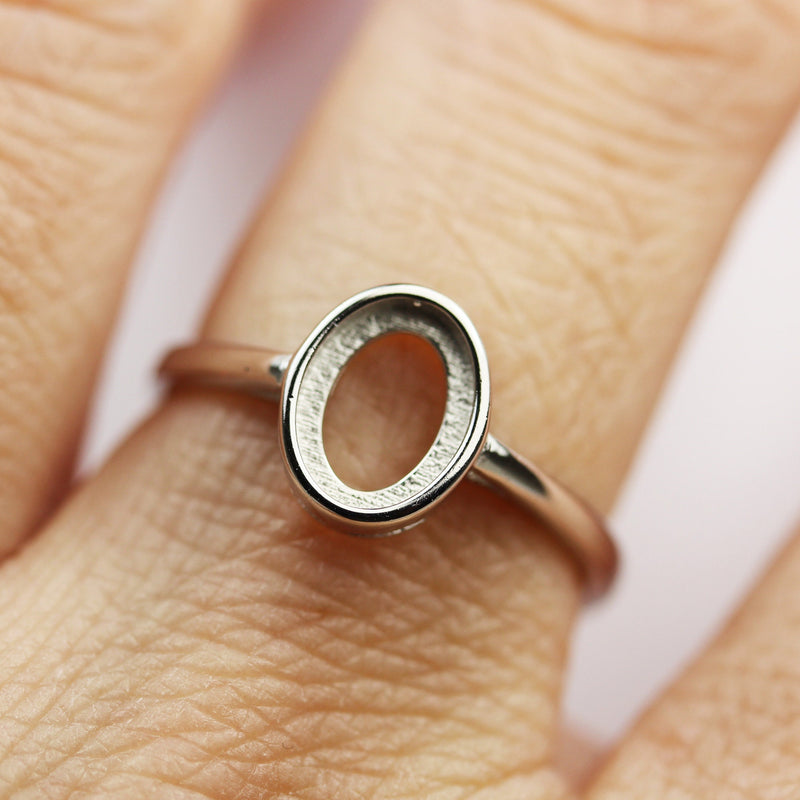1pc adjustable 6*8mm 925 Sterling Silver Jewellery findings,Ring Mounting, Ring Setting,For 6*8mm Beads