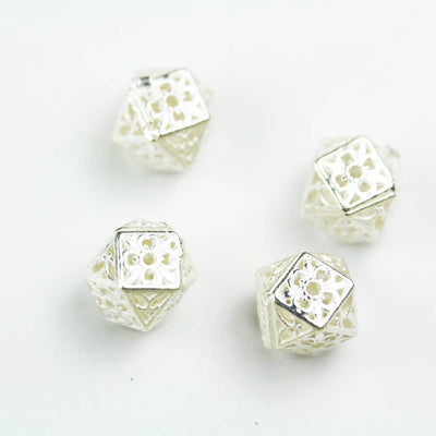 Silver Beads 2pcs 8mm Hexagon Beads Jewellery findings, 925 Sterling Silver , hole0.8mm