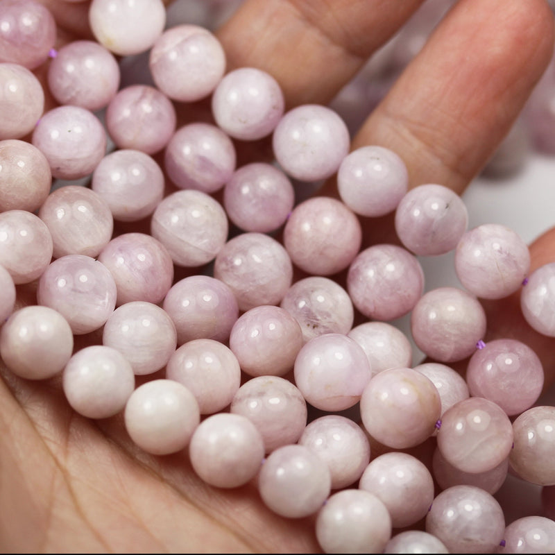 Kunzite, 8mm Round Natural Gemstone, One full strand, about 50Beads, 16" , 1mm hole