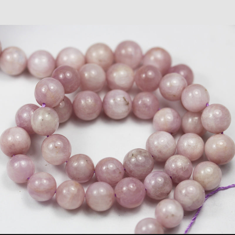 Kunzite, 8mm Round Natural Gemstone, One full strand, about 50Beads, 16" , 1mm hole