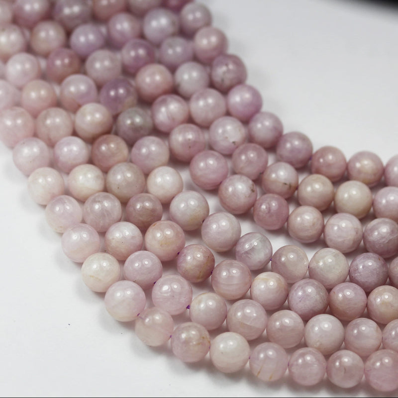 Kunzite, 8mm Round Natural Gemstone, One full strand, about 50Beads, 16" , 1mm hole