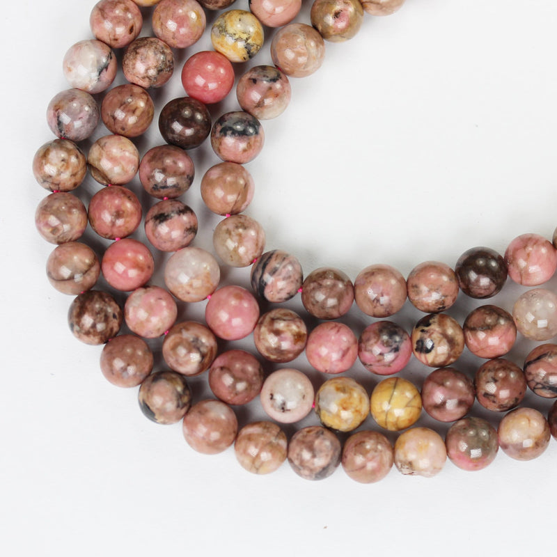 Rhodonite, 8mm round gemstone ,One full strand Natural Gemstone, 15", about 50 beads