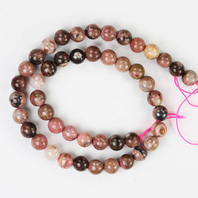 Rhodonite, 8mm round gemstone ,One full strand Natural Gemstone, 15", about 50 beads