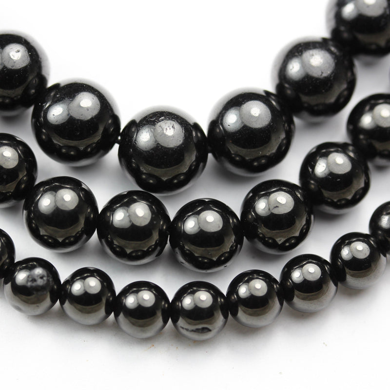 Genuine Real Natural Jet 10mm Round , Gemstone Beads Strand, 16 inch, 1mm hole