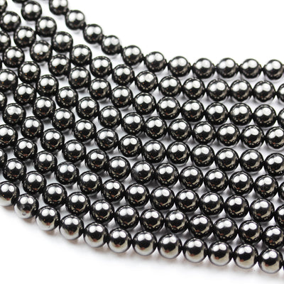 Genuine Real Natural Jet 10mm Round , Gemstone Beads Strand, 16 inch, 1mm hole