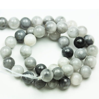 Eagle Eye, 8mm Round Gemstone Strand,One full strand Black & Gray Color, 1mm hole