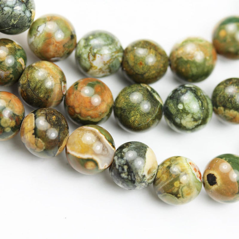 Rhyolite, 8mm Round Natural Green  Gemstone Beads, One full strand 15.5inch, about 50 beads