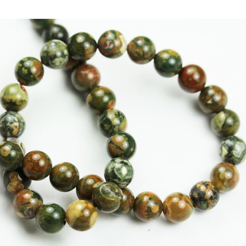 Rhyolite, 8mm Round Natural Green  Gemstone Beads, One full strand 15.5inch, about 50 beads