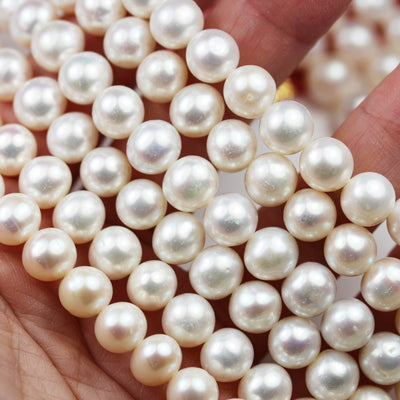 8-9mm White Potato Freshwater Pearl Strands,15.5 inch, about 55 beads,0.6mm hole