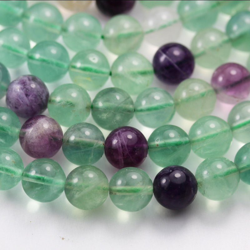 Fluorite, 10mm Round Natural Gemstone Strand, hole 1mm, 16inch, 40 beads