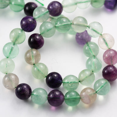 Fluorite, 10mm Round Natural Gemstone Strand, hole 1mm, 16inch, 40 beads